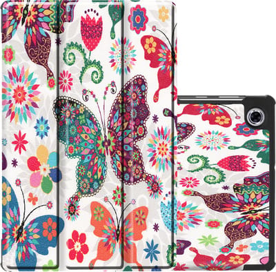 Hoes - Geschikt voor Lenovo Tab M10 FHD Plus (2e / 2nd Generatie) - Dun & Stevig - Trifold Bookcase - Hard Cover - Hardcover Book Case - Tablet Hoesje - Vlinders