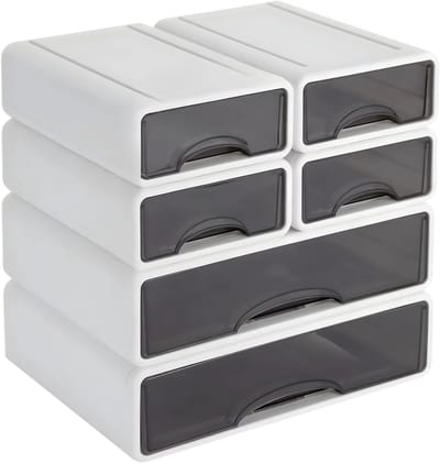 Bureaulades – Voor bureau / thuis / kantoor – stapelbare plastic opbergbox met 6 laden voor cosmetica en kantoorbenodigdheden – lichtgewicht, duurzaam, [kleur invoegen]