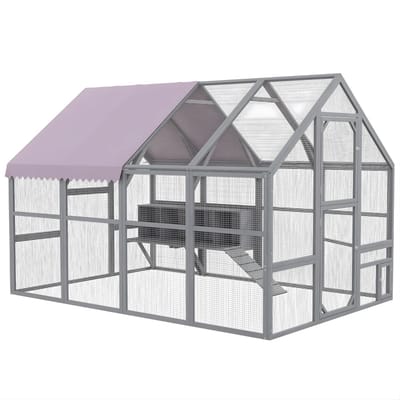 Houten Kippenhok met Legnest – Vrije Uitloop Kippenhok voor 8–12 Kippen – Ruime Ren en Nestbox – Grijs