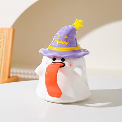 Grappig Spook Kop met Deksel Mok Halloween Cadeau Keramische Kopstel Goede Uitstraling Kantoor Koffiekop 401-500ml