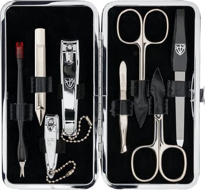 8-delige manicure set | Hoogwaardige nagelknippers en vijlen in luxe lederlook etui