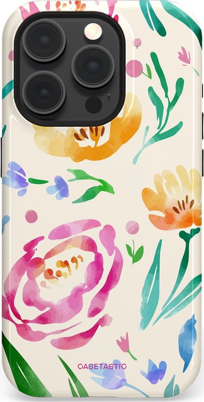Casetastic hoesje geschikt voor Apple iPhone 15 Pro - MagSafe - Dubbellaagse bescherming - Aquarel serenade - Fashion Case - Wit Mintgroen Crème Lichtroze