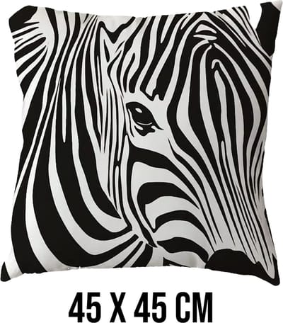 Allernieuwste.nl® Kussenhoes Zebra Zwart Wit 1 Kussen Polyester - Kussenovertrek - 45 x 45 cm %%