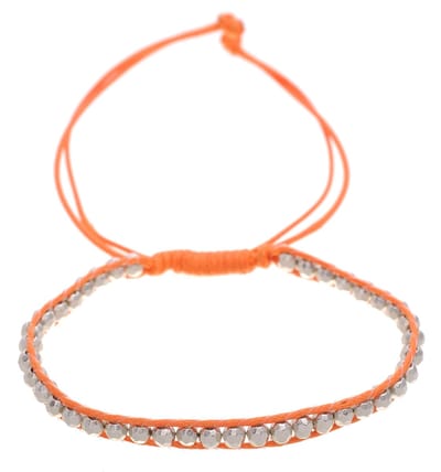 Behave - Armband - Verstelbaar - oranje met Zilverkleurige kraaltjes