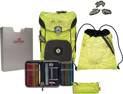 DerDieDas Schooltas ErgoFlex Easy Superflash Neon Schulranzenset 5-delig Neon Fighter Neongeel