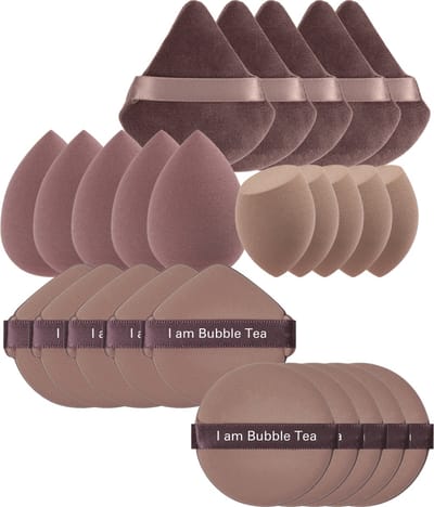 YUBBI Professional Beauty Blender Set - Make Up Spons - Cushion Spons - Foundation Applicator - Poederspons - 50 Stuks - Bubble Tea Bruin