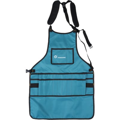 Tablier de cuisine imperméable en tissu Oxford PENGGONG avec poches et sangle de cou réglable, unisexe pour barbecue bleu