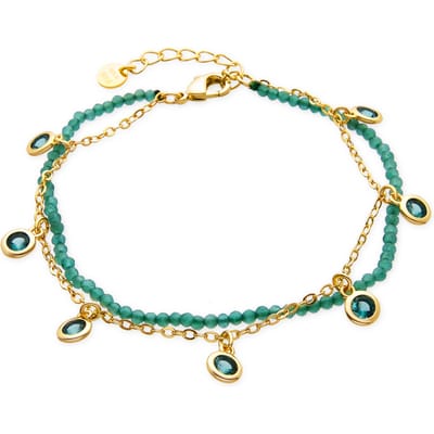 Luxenter Armband met smaragdgroene zirkonia, 18-karaats geelgoud afwerking - Zaru