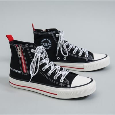 nieuwe anti-slip trend hoge top board schoenen canvas schoenen casual schoenen studentenschoenen herenschoenen voor mannen en vrouwen 42 zwart