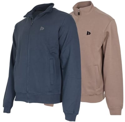 2-Pack Donnay - Sweater zonder capuchon (Bryan) - Sportvest - Heren - Navy/Taupe-grey (725) - maat S