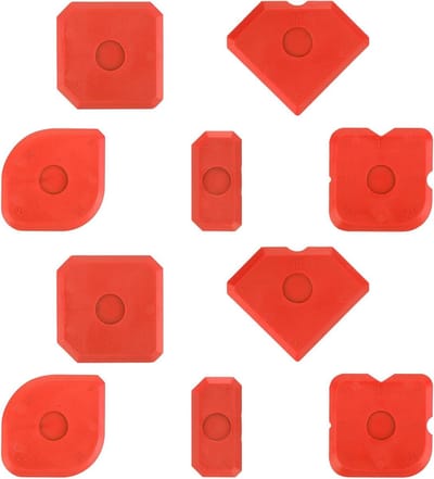 Kunststof Kitgereedschap - Voegenkrabber Afwerkgereedschap - Voegen Afdichten - Veelzijdige Randen - 10 Delige Set - Rood