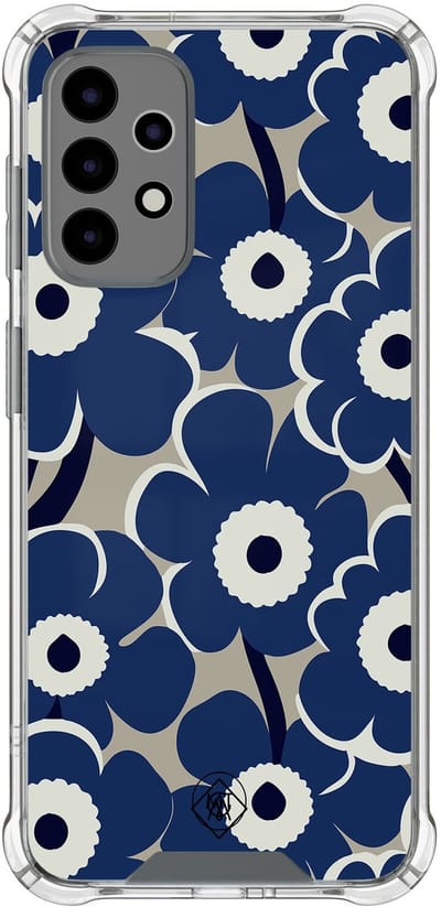 Hoesje (shockproof) geschikt voor Samsung Galaxy A52 5G - Abstract bloom - Extra sterke case - TPU/polycarbonaat - Bloemen - Blauw, Transparant
