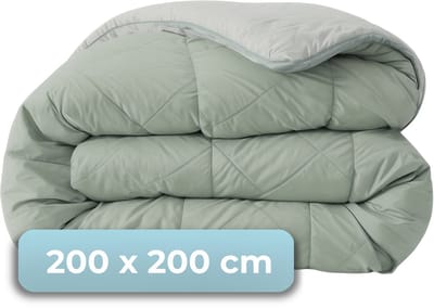 HUSH Living - Wasbaar Dekbed Tweekleurig Design Sage green/Light grey - 200x200 cm – 300 gsm - inclusief bijpassende kussenslopen