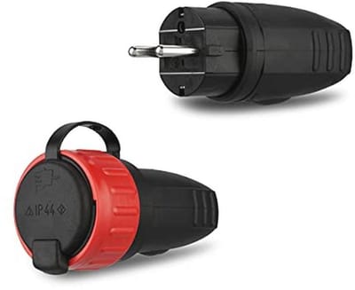 Veiligheidscontact en Stekker Koppelingset Rubber IP44 - Vergrendelbaar - Zwart