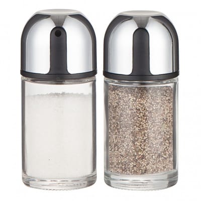 Kinghoff - Zout- en Peperstel - Glazen Korpus - Transparante Behuizing - 5,8 x 5,8 x 12,7 cm
