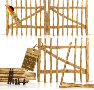 Tuinpoort Bouwpakket - Houten Poort - Toegang Creëren - Hazelnoothout Natuurlijk - 100x160 cm - Natuurlijk