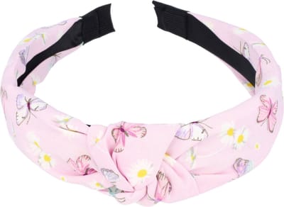 Haarsoires Haarband Diadeem 3cm – Knoop – Vlinder Bloemenprint – Pastel – Lila Paars - Zachte Haarbeugel - voor Dames & Meisjes