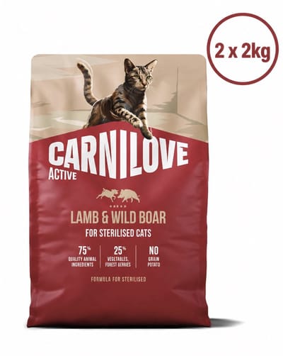Carnilove lamb / wild boar sterilised kattenvoer 2 x 2 kg