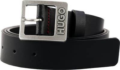HUGO Riem Gabe Sz35 Leather Belt W80 Black Zwart