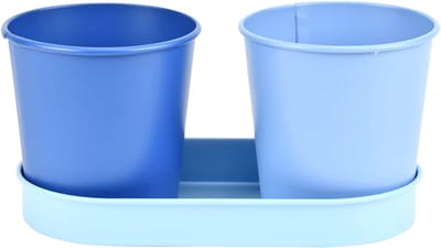 Esschert design - 50 tinten blauw bloempotjes op tray (1 set)