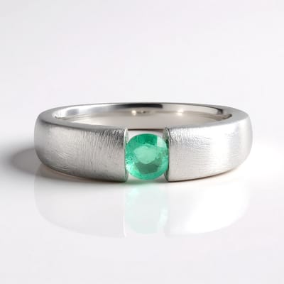 Cavill - Zilveren ring met Russische smaragd 0.318 ct - 925 Sterling zilver geplatineerd - Ronde slijpvorm - Elegante groene damesring