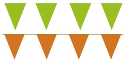 Oranje/Groene feest punt vlaggetjes pakket - 200 meter - slingers/ vlaggenlijn