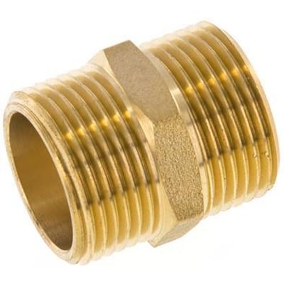 Dubbele Nippel G3/4'' Messing Vlakke Afdichting 16bar 27mm Hex [2 Stuks]