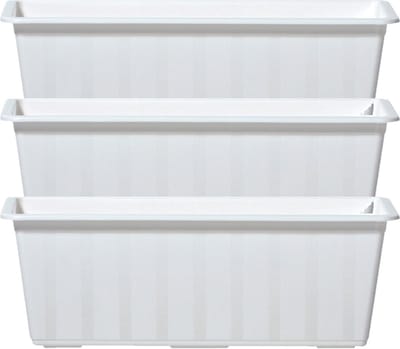 Prosperplast Plantenbak/bloembak/balkonbak Agro - 3x - wit - kunststof - 40 x 18 x 14 cm