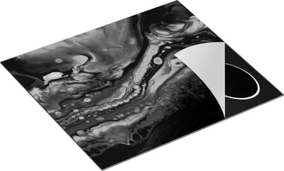 Chefcare Inductie Beschermer Abstracte Kunst - Zwart Wit - 60x50 cm - Afdekplaat Inductie - Kookplaat Beschermer - Inductie Mat