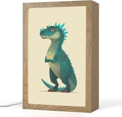 Nachtlampje 20x30 cm - Kinder lampje - Dinosaurus - Turquoise - Stekels - Tafellamp kinderkamer - Slaapkamer lamp - Bedlamp kinderen - Kinderlampje stopcontact - Wandlamp babykamer - Nachtlampjes