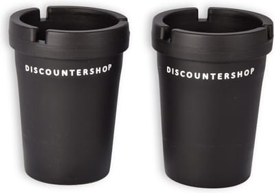 Handige Auto Asbakken voor Bekerhouder | 2 Stuks Asbak met Deksel | Zwart | Kunststof Materiaal | 8cm Breed | 11cm Hoog | Ideaal voor Binnenkant van de Auto
