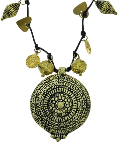 Behave - Lange ketting dames - goudkleur hanger zwart - etnische stijl