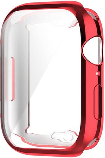 By Qubix - Siliconen case (volledig beschermd) 41mm - Rood - Geschikt voor Apple watch 41mm hoesje - screenprotector - Bescherming iWatch - Bescherm hoesje