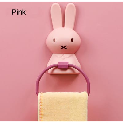 Porte-serviettes mural en forme de lapin pour enfants, porte-serviettes de salle de bains, étagère de salle de bains, cadeau pour enfants CHINA rose
