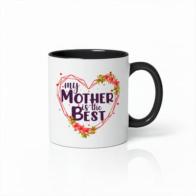 Beste Moeder Ooit Mok - My Mother is the Best - Zwart Oor & Binnenkant - Keramiek - 330 ml - Moederdag Cadeau