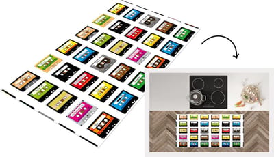 Keukenloper - Loper keuken - Patronen - Cassettebandjes - Muziek - 120x60 cm - Keukenloper vinyl