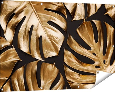 Gards Tuinposter Gouden Bladeren - 120x80 cm - Tuindoek - Tuindecoratie - Wanddecoratie buiten - Tuinschilderij