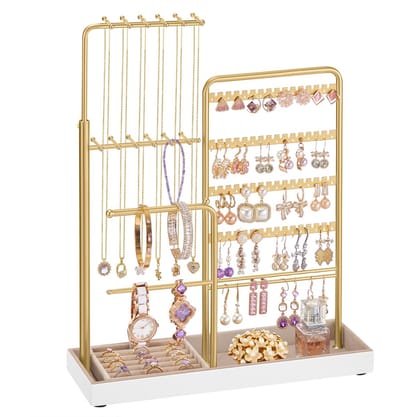 SONGMICS - Sieradenhouder - Sieradenstandaard - Metalen Frame - Fluweel - Verstelbare Hoogte