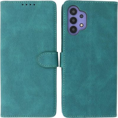 Samsung Galaxy A32 5G Hoesje - Portemonnee Book Case - Kaarthouder & Magneetlipje - Kunstleer - Donker Groen