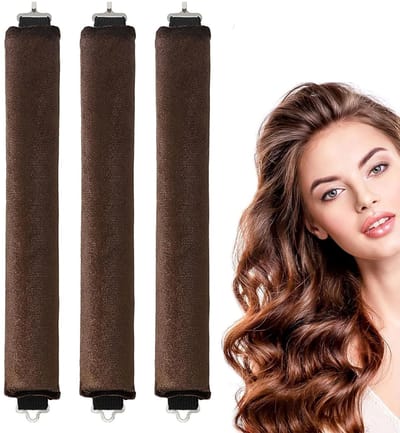 3 stuks Hitteloze krultang - Heatless Curls - Haarkruller - Blowout Haar Rollers - Krulspelden - Haarrollers - Hittevrije Krullen - Krullen Zonder Hitte - haarrollers voor 's nachts - Krulspelden met haakjes - Voor Volumineuze Krullen - Bruin