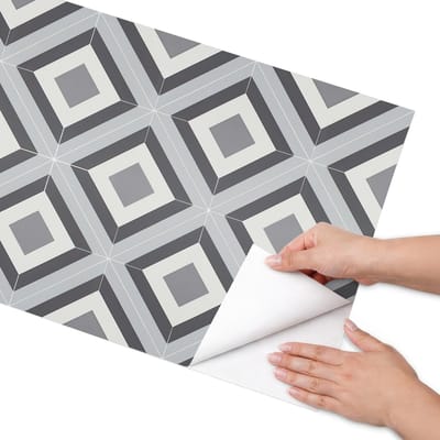 Coloray Meubel Wrap Folie - Grijs Meubelfolie - 50x100 cm - Meubel Wrap Folie Geometrische tegels - Plakfolie Meubels - Geometrische Meubelfolie - Decoratiefolie Zelfklevend - Slaapkamer decoratie - Geometrie
