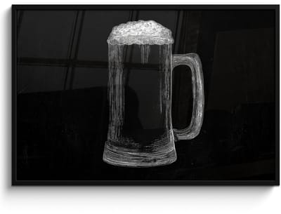 Poster in lijst - Fotolijst 120x80 cm - Posters - Bierpul - Schuim - Krijttekening - Posterlijst zwart - Decoratie - Wanddecoratie woonkamer - Muurdecoratie slaapkamer