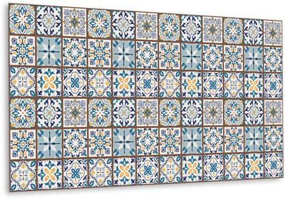 Tulup PVC Wandpaneel - Arabisch Lappendeken Vinyl Wandpaneel - 100 cm x 50 cm - Veelkleurig Vinyl Wandpaneel - 1 stuk - Wandpaneel PVC - Mozaïek Wandbekleding - Wandpaneel Zelfklevend - Plaktegels Keuken en Badkamer
