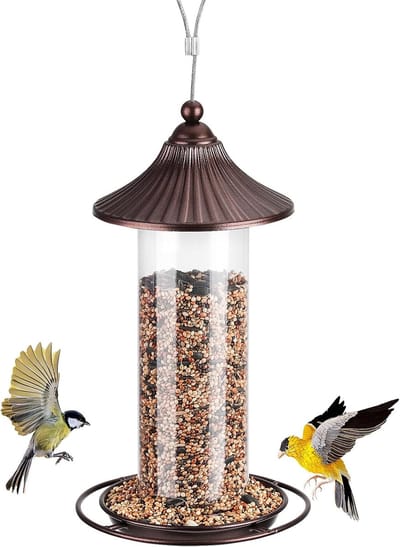 Famanu – Vogelvoederhuisje - Wilde Vogelvoederhuisjes - Makkelijk Te Vullen Klein Vogelvoederhuisje - Hangend Vogelvoederhuisje Voor Tuin Buiten - Metaal En Plastic - 0,36 Kg Inhoud