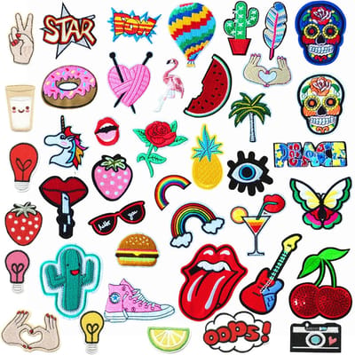 Famanu - Set van 30 cartoonpatches, geborduurde stickers voor kleding en decoratie – Multicolor