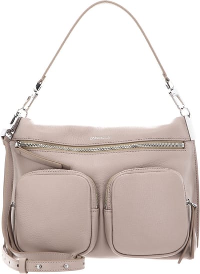 COCCINELLE Leren Schoudertas Hyle Suede Handbag Powder Pink Beige