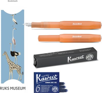 Kaweco Vulpen Sport Frosted MANDARIN (EXTRA FINE) met doosje vullingen en boekenlegger