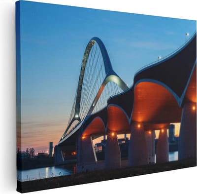 Artaza Canvas Schilderij Skyline - 40x30 cm - Klein - Wanddecoratie Zonsondergang - Muurdecoratie Architectuur - Kamer Accessoires Stad