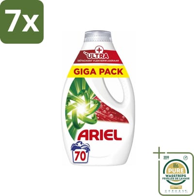7 x Ariel – Vloeibaar Wasmiddel – Ultra Vlekverwijderaar – 3150 ml – 70 wasbeurten - Grootverpakking - Vlekverwijderaar - Wasmiddel - Enzymen - Koud Wassen - Energiebesparing