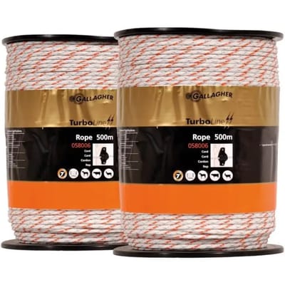 Gallagher Duopack TurboLine Cord Wit (2x500m) - Voor langdurige stroomgeleiding in grote afrasteringen